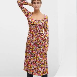 Ganni Silk Stretch Satin Gather Dress - Color: Mole Size 4 (36)